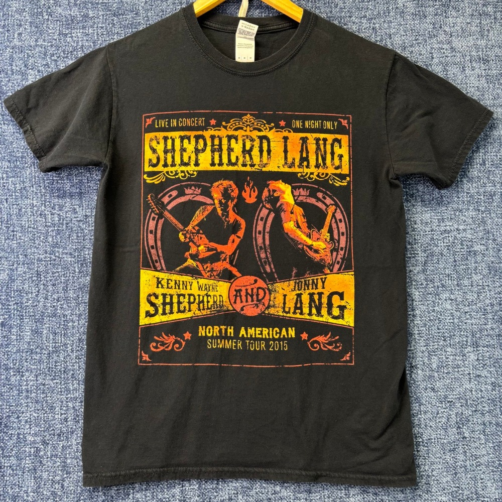 Shepherd Lang T-Shirt Mens M Black Cotton Gildan Regular Fit 2015 Concert Tour